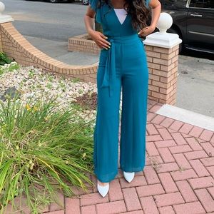 ASOS blue jumpsuit with belt